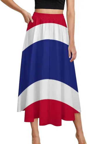 Fattyeery Skirts for Womens Tonga Flag Summer Comfy Dress Casual High Waist Holiday Long Skirts