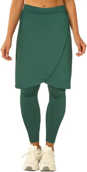 Fisoew Women's Knee Length Athletic Skirt with Leggings Wrap Gym Workout Golf Tennis Skorts with Pocket