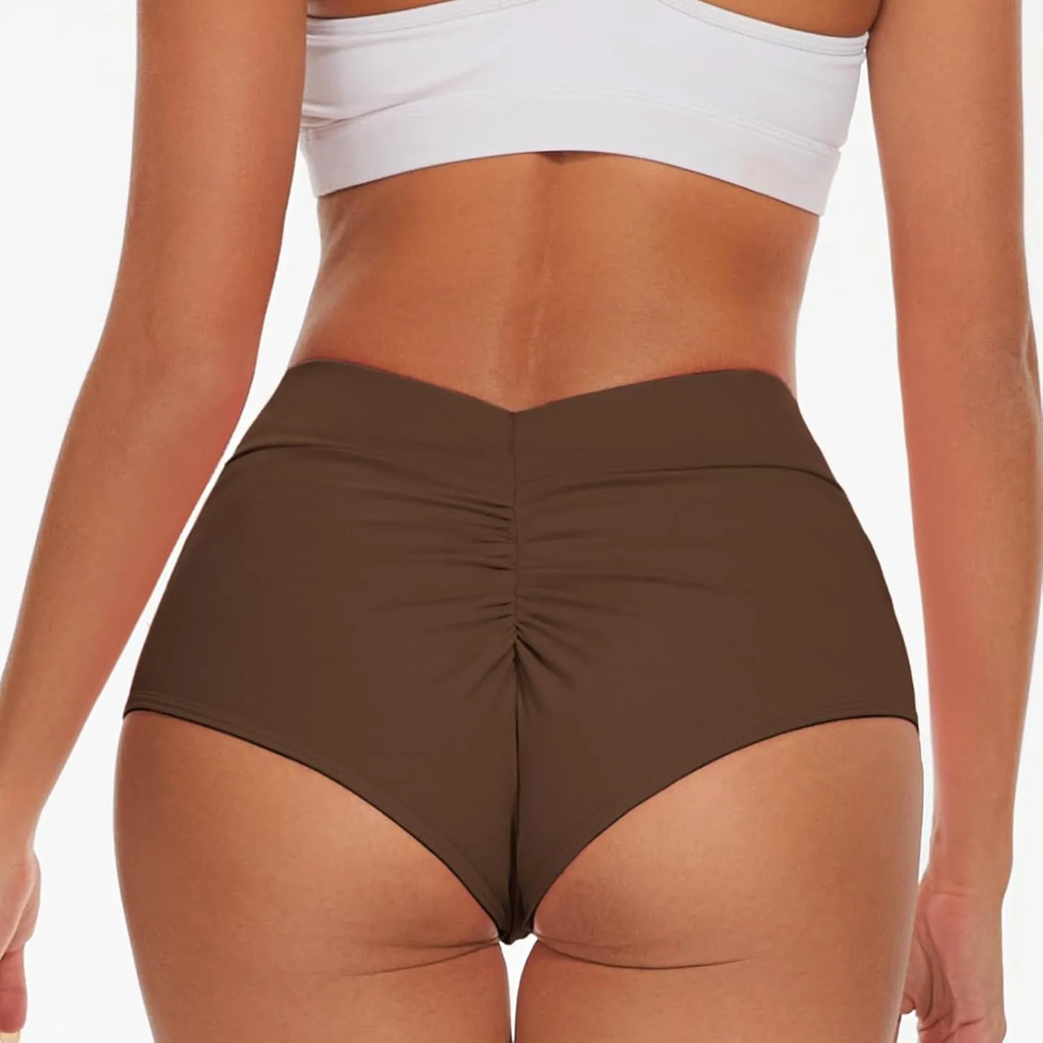 Fitness Wrinkled Biker Yoga Running Stretch High Waist Hip Pants Shorts Women Yoga Pants