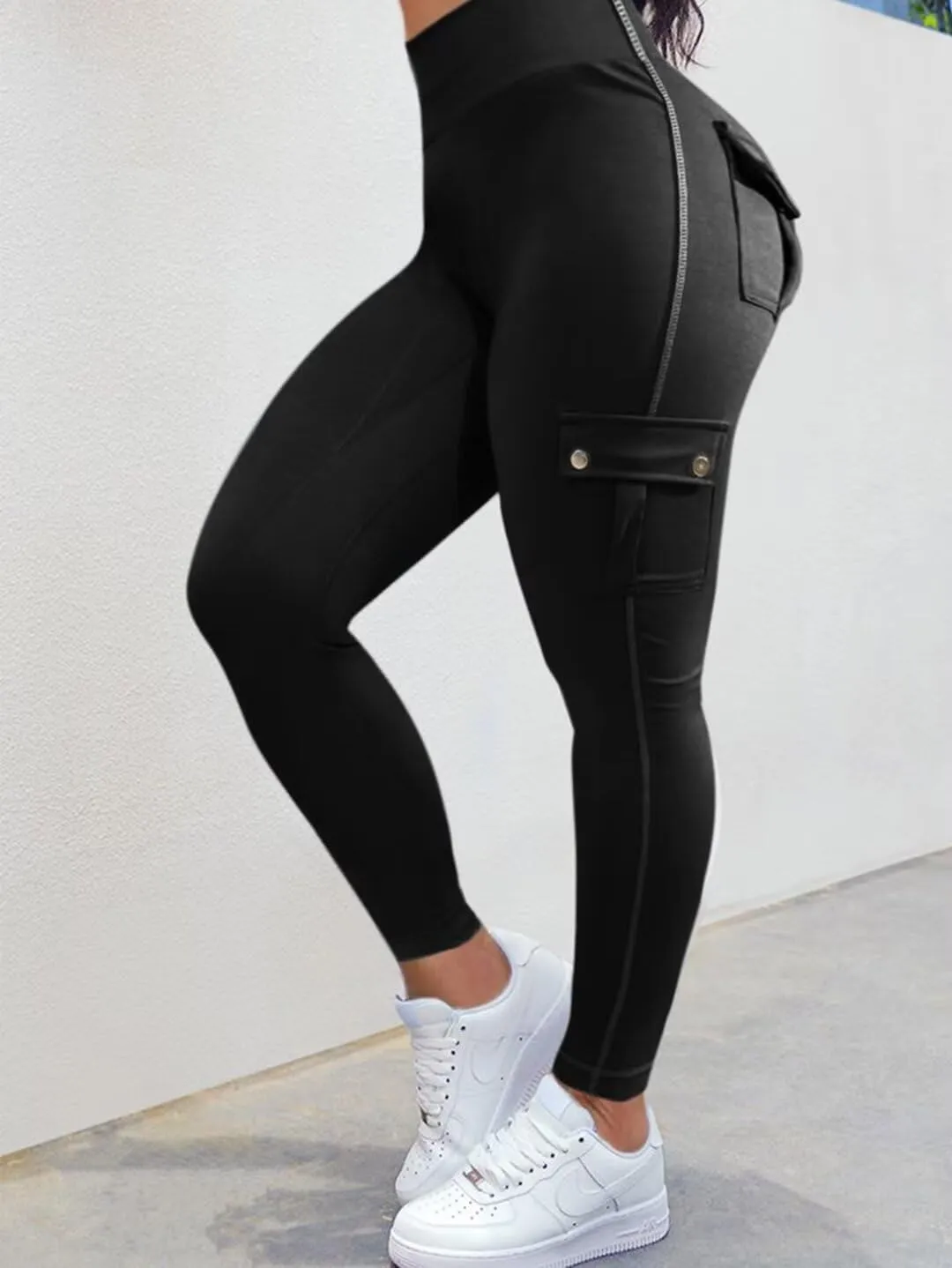 Flamingals Butt Lifting Leggings for Women High Waisted Workout Jeggings Cargo Leggings with Flap Pockets