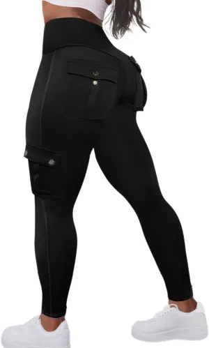Flamingals Butt Lifting Leggings for Women High Waisted Workout Jeggings Cargo Leggings with Flap Pockets