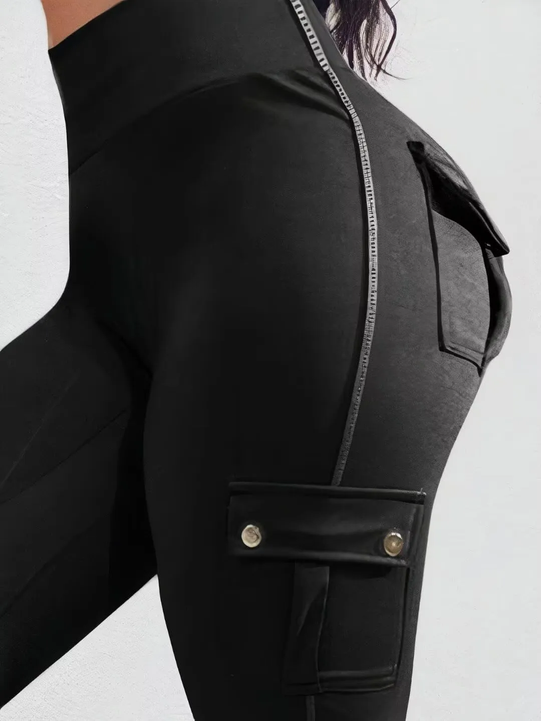 Flamingals Butt Lifting Leggings for Women High Waisted Workout Jeggings Cargo Leggings with Flap Pockets