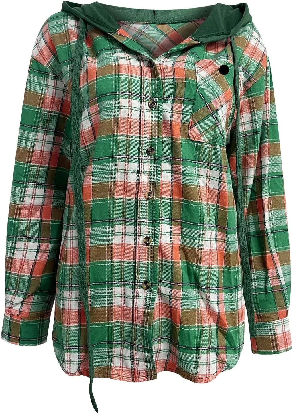 Flannel Hoodies For Women Fall Fashion 2023 Lightweight Shacket Jackets Casual Long Sleeve Button Fown Plaid Shirts