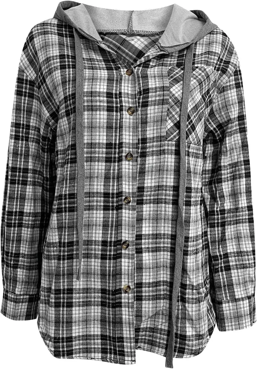 Flannel Hoodies For Women Fall Fashion 2023 Lightweight Shacket Jackets Casual Long Sleeve Button Fown Plaid Shirts