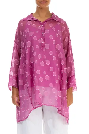 Flared Collar Neck Wild Berry Bubbles Silk Tunic