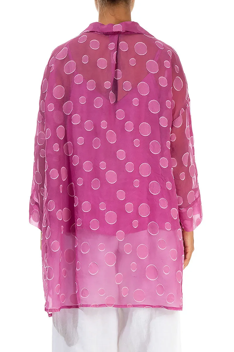 Flared Collar Neck Wild Berry Bubbles Silk Tunic