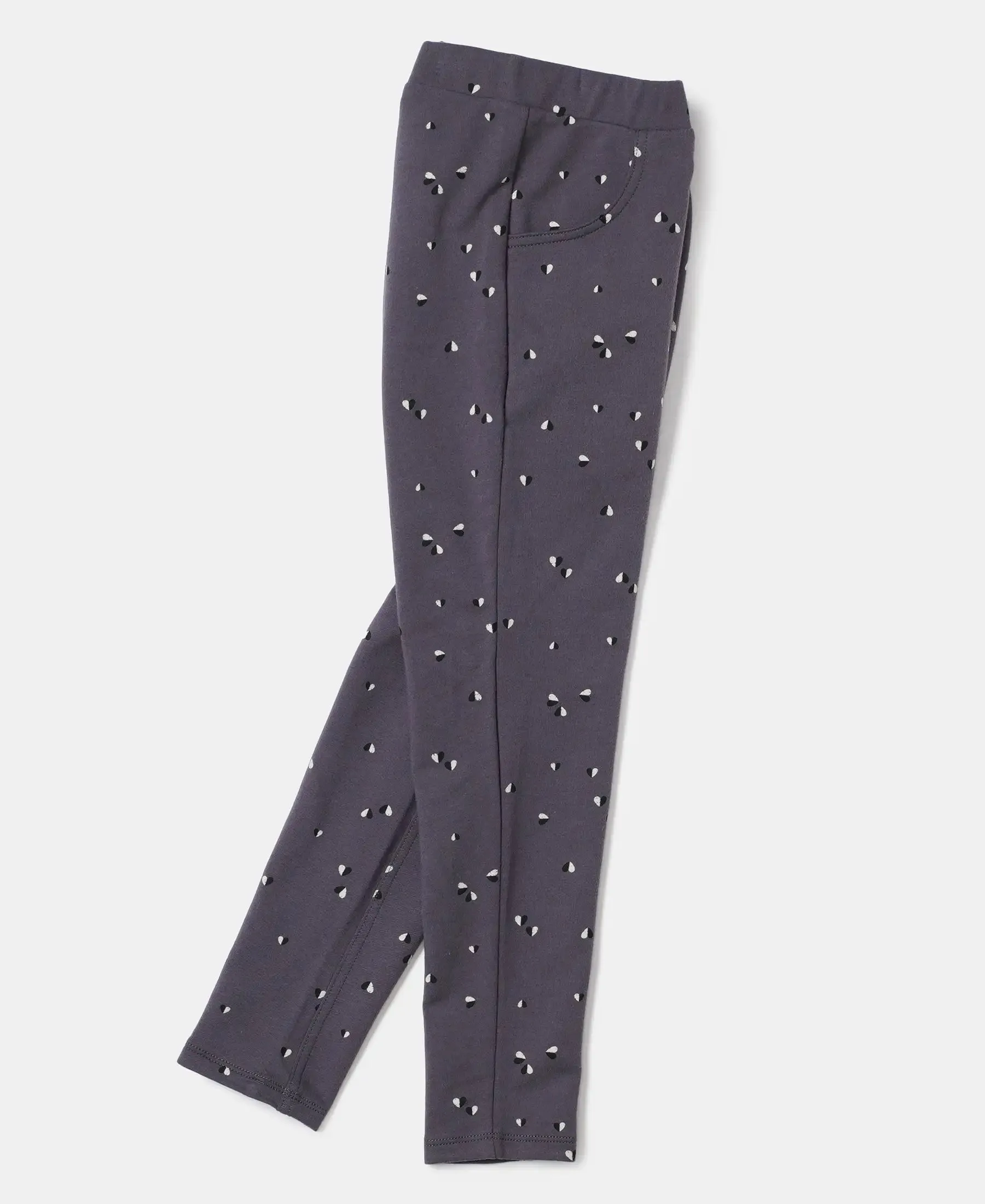 Girl's Super Combed Cotton Elastane Stretch French Terry Printed Jeggings - Periscope Print