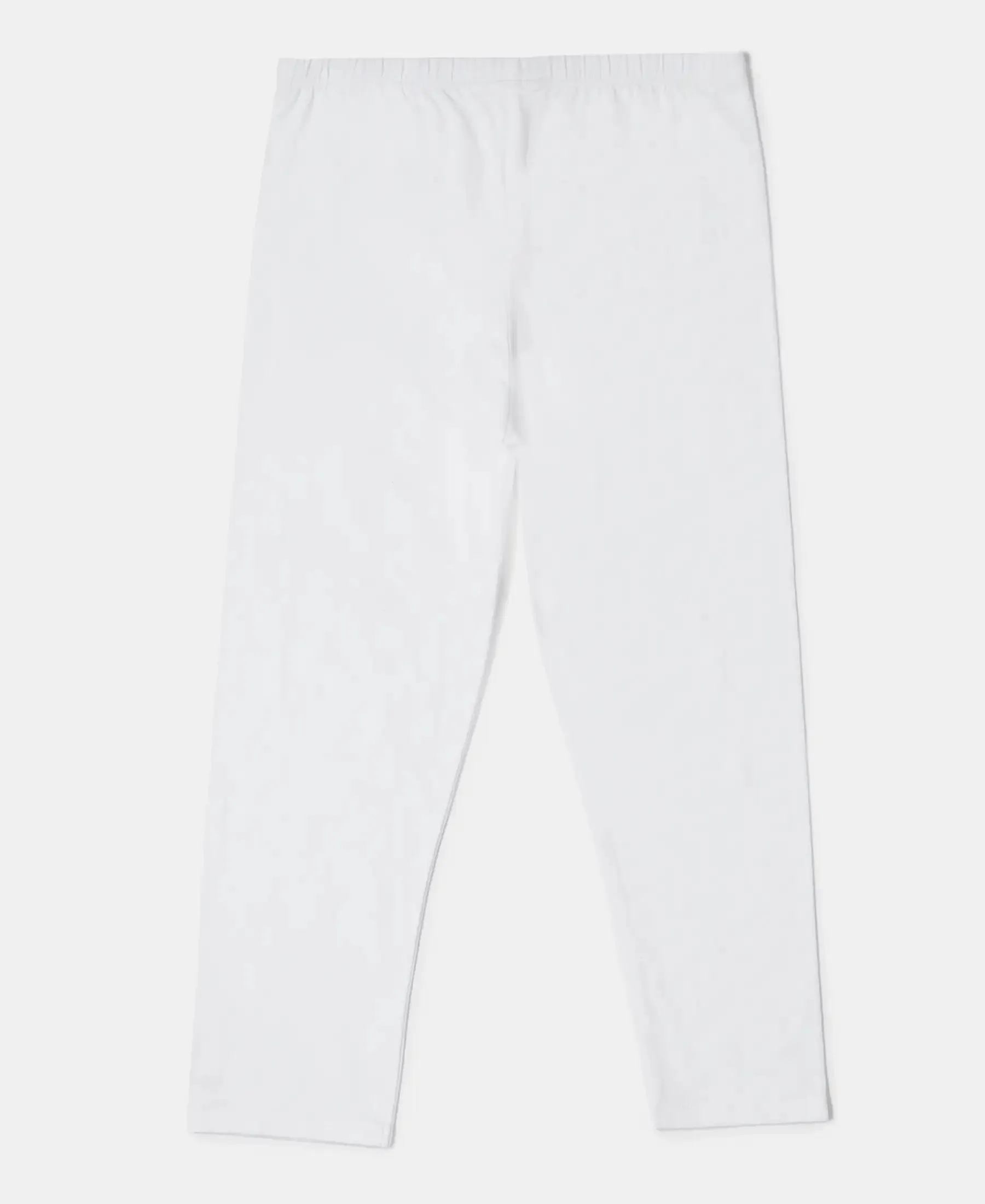 Girl's Super Combed Cotton Elastane Stretch Three Quarter Leggings - White