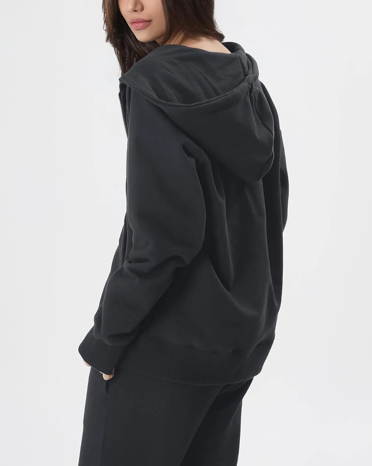 GIVON Women's Zip Up Hoodie Soft Thick French Terry Two Way Zipper Sweatshirt with Pockets Full Zip Cozy and Warm