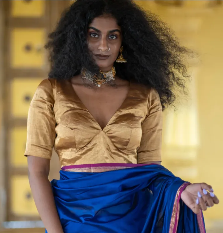 Golden Readymade Chanderi Silk Blouse