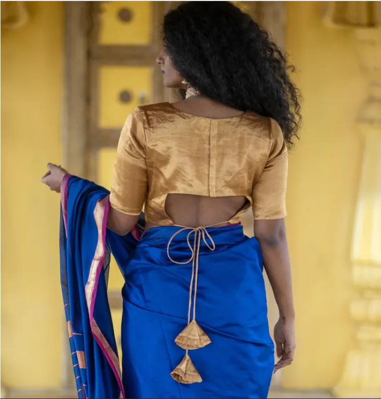 Golden Readymade Chanderi Silk Blouse