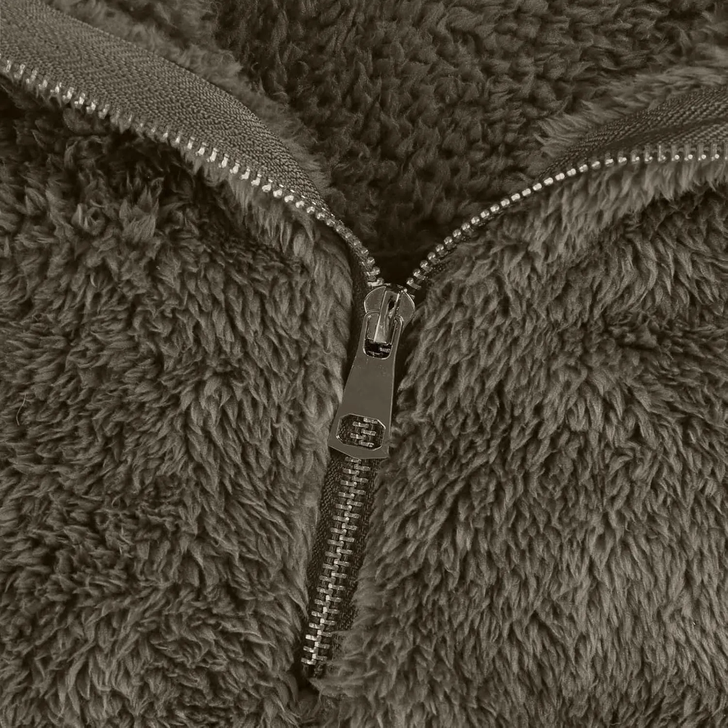 Half Zip Pullover Women Sherpa Fleece Oversized Hoodie Cute Fuzzy Cropped Sweatshirts with Pockets Pullover Sweaters