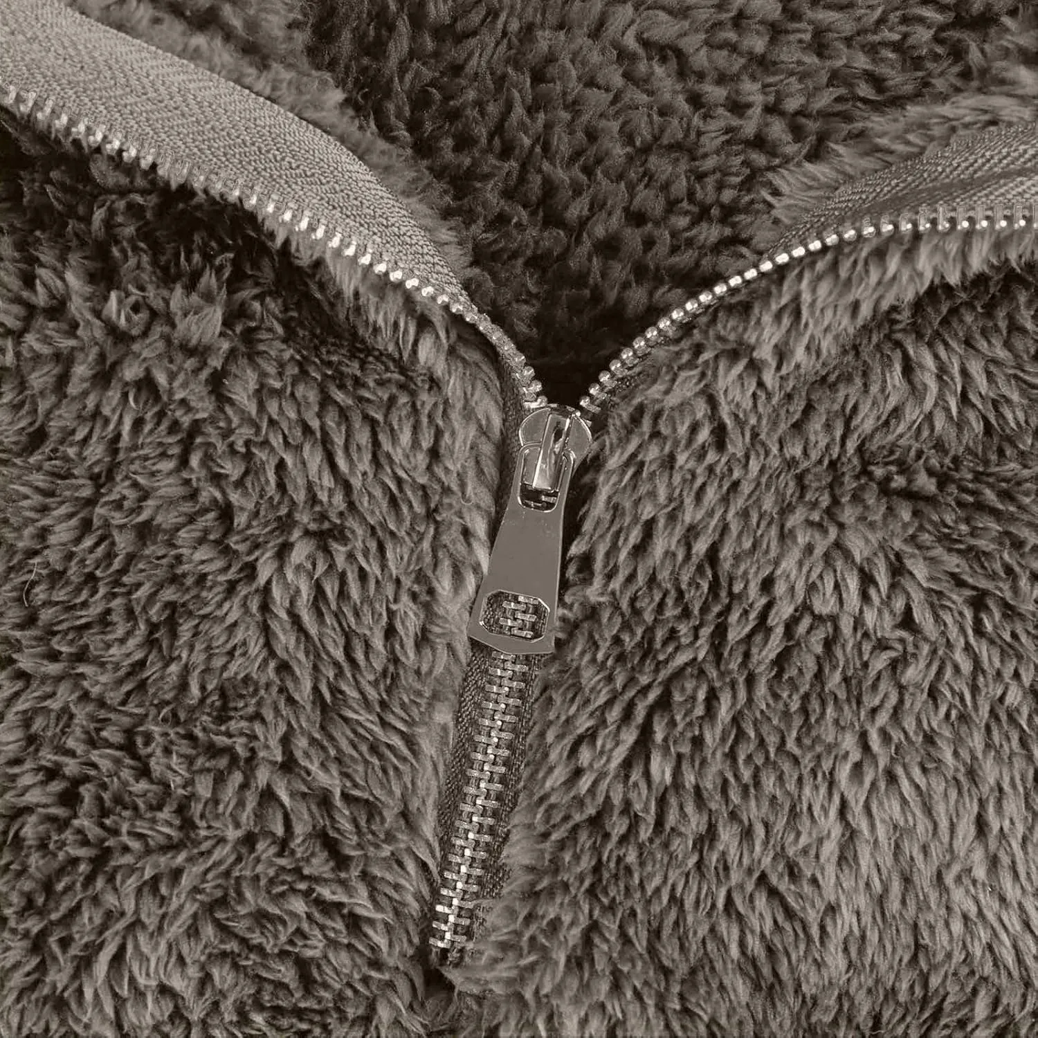 Half Zip Pullover Women Sherpa Fleece Oversized Hoodie Cute Fuzzy Cropped Sweatshirts with Pockets Pullover Sweaters