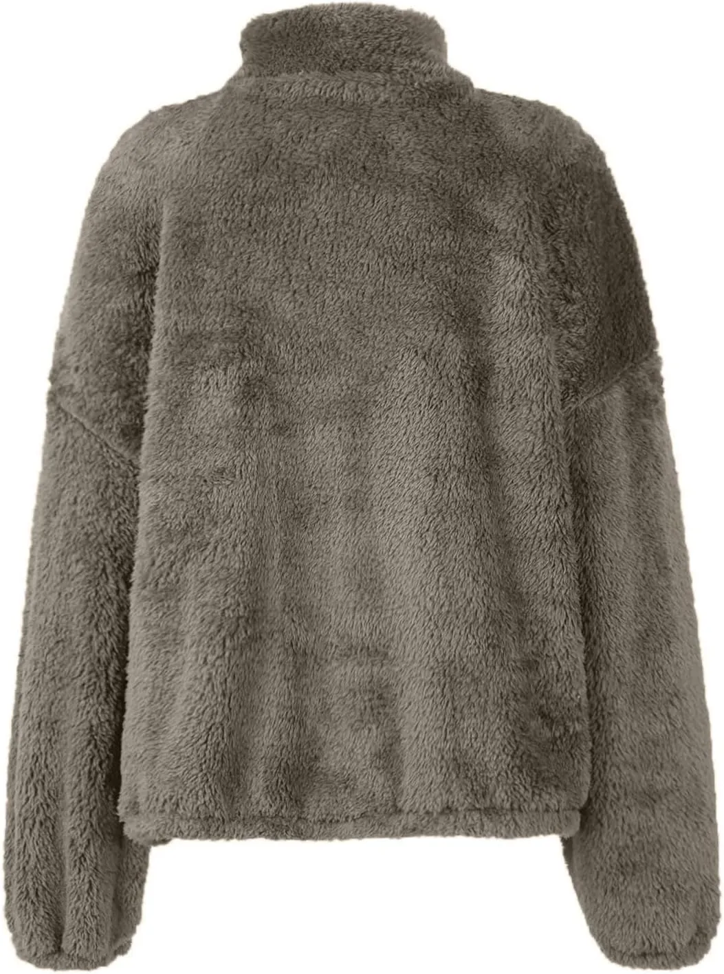 Half Zip Pullover Women Sherpa Fleece Oversized Hoodie Cute Fuzzy Cropped Sweatshirts with Pockets Pullover Sweaters