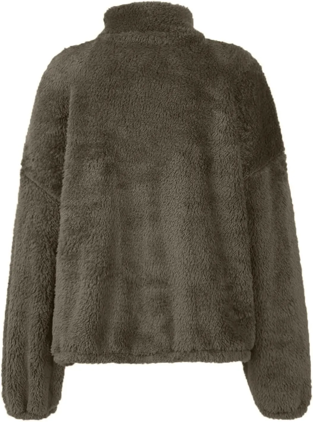 Half Zip Pullover Women Sherpa Fleece Oversized Hoodie Cute Fuzzy Cropped Sweatshirts with Pockets Pullover Sweaters