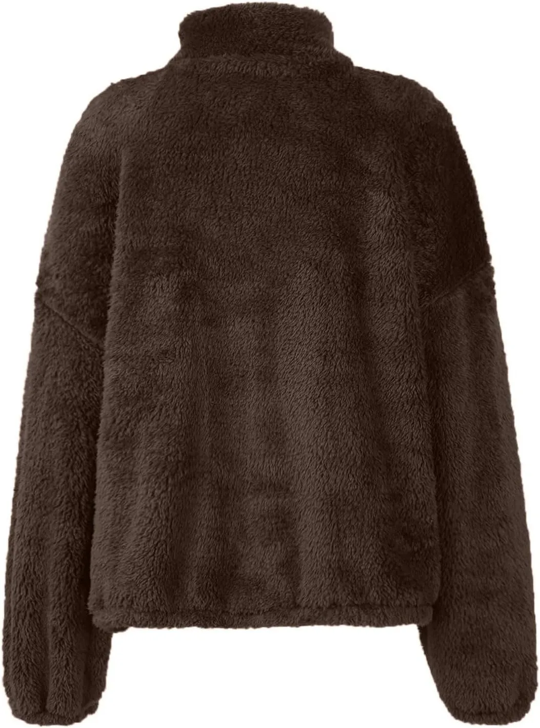 Half Zip Pullover Women Sherpa Fleece Oversized Hoodie Cute Fuzzy Cropped Sweatshirts with Pockets Pullover Sweaters