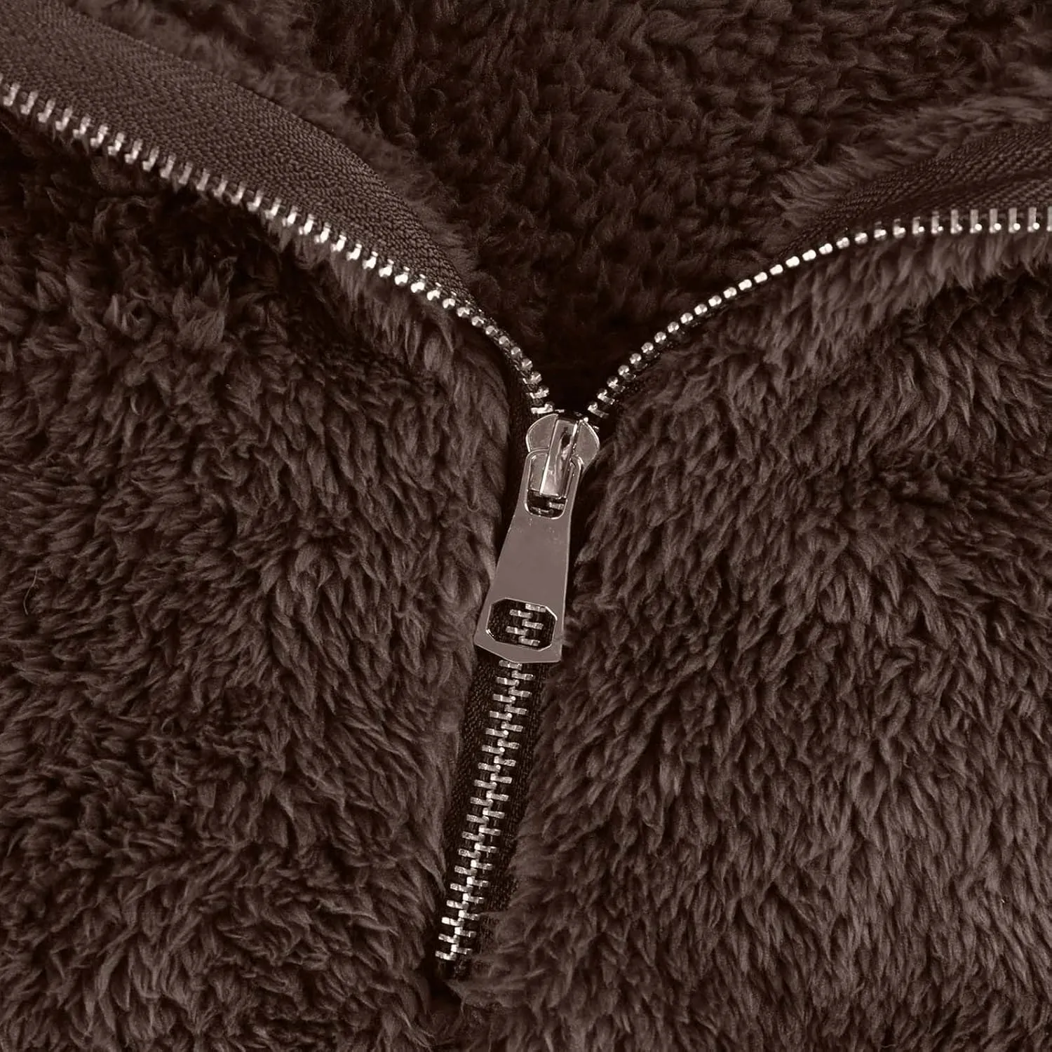Half Zip Pullover Women Sherpa Fleece Oversized Hoodie Cute Fuzzy Cropped Sweatshirts with Pockets Pullover Sweaters