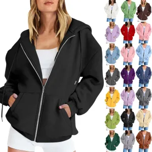 Hoodies for Women 2024 Oversized Long Sleeve Sweatshirts Casual Solid Y2K Jacket Fall Fashion Clothes with Pockets