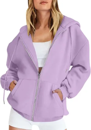 Hoodies for Women 2024 Oversized Long Sleeve Sweatshirts Casual Solid Y2K Jacket Fall Fashion Clothes with Pockets
