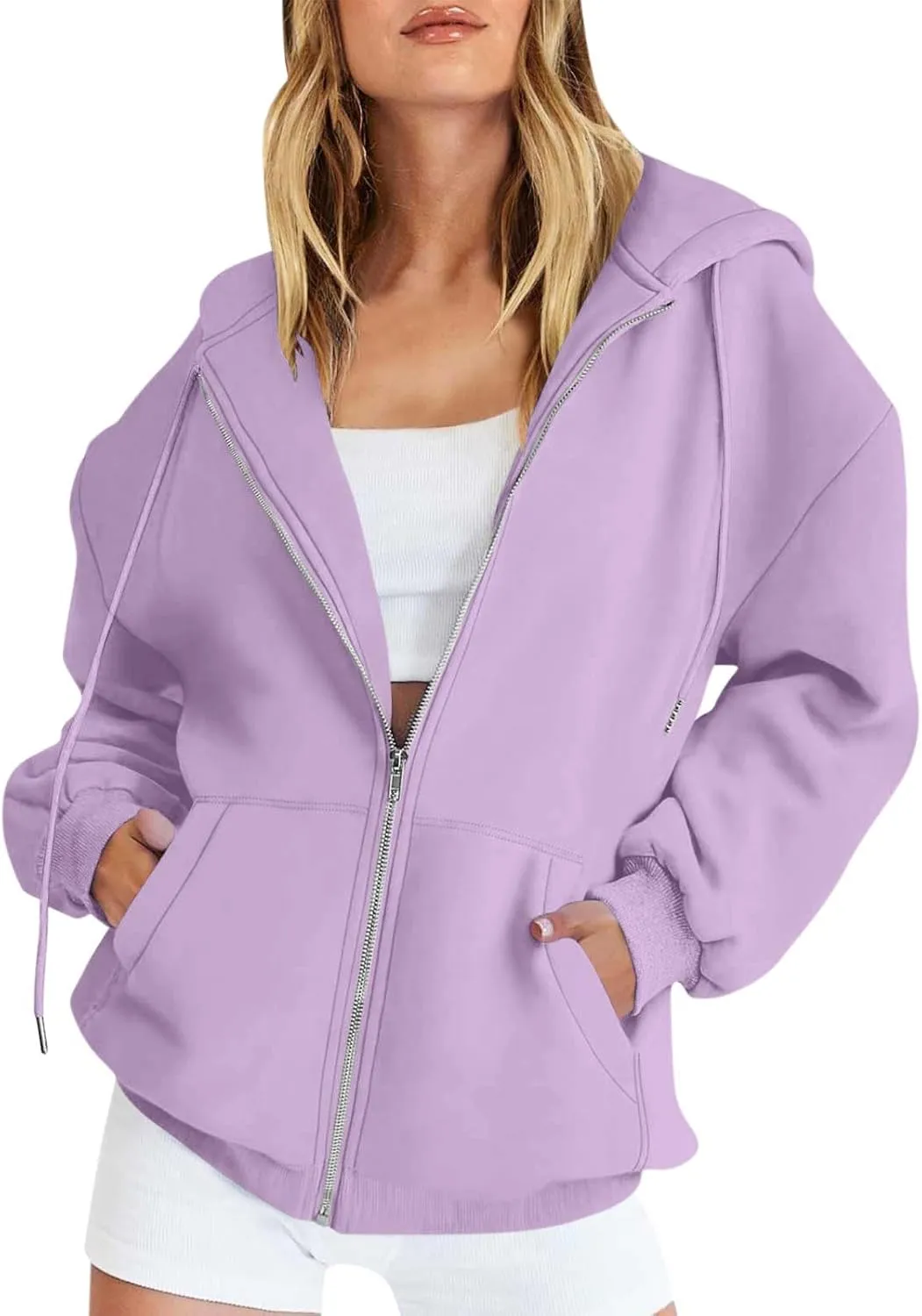 Hoodies for Women 2024 Oversized Long Sleeve Sweatshirts Casual Solid Y2K Jacket Fall Fashion Clothes with Pockets