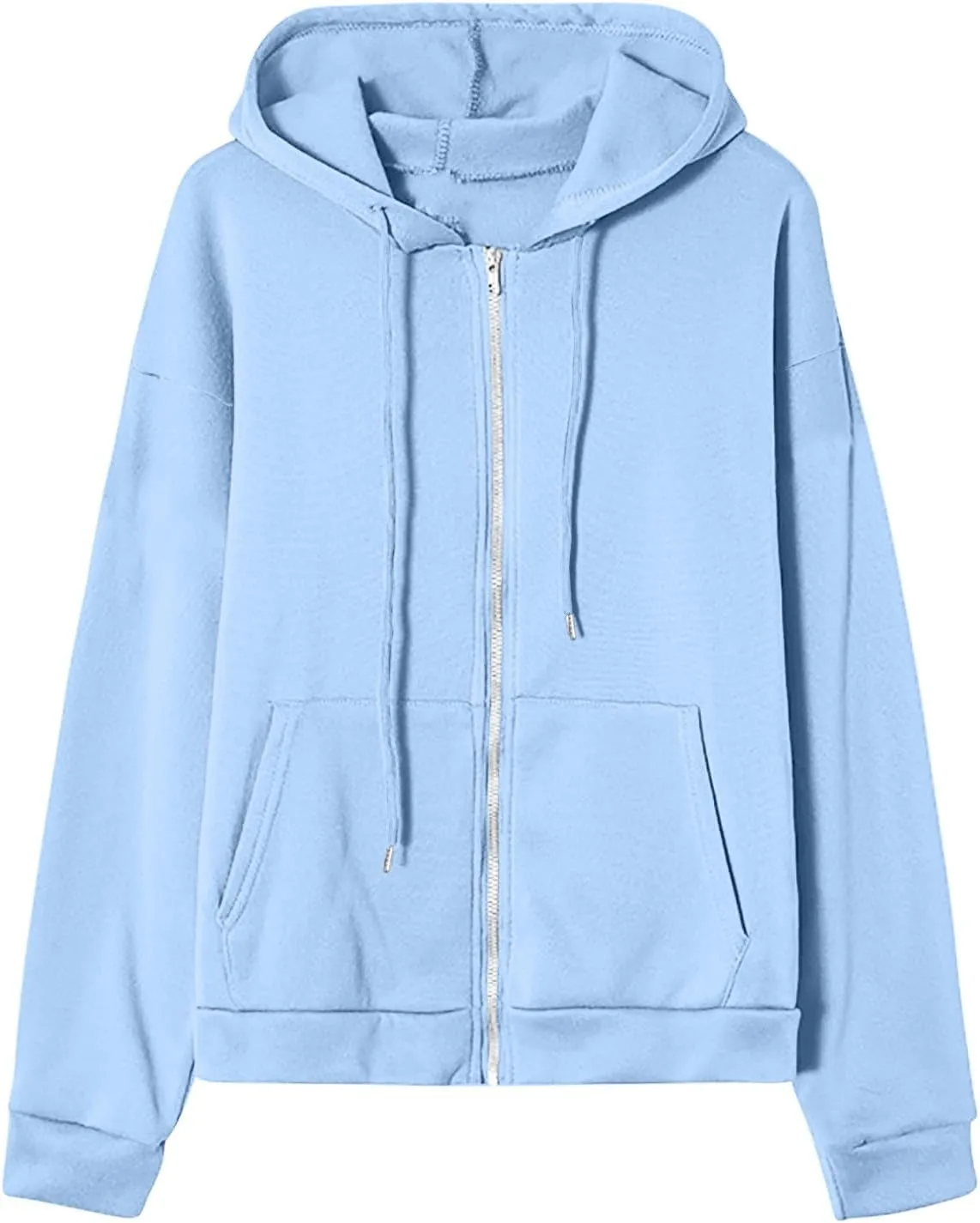 Hoodies for Women Zip up Lightweight Cute Hooded Sweatshirts Drawstring Casual Long Sleeve Jackets 2024 Fall Outfits