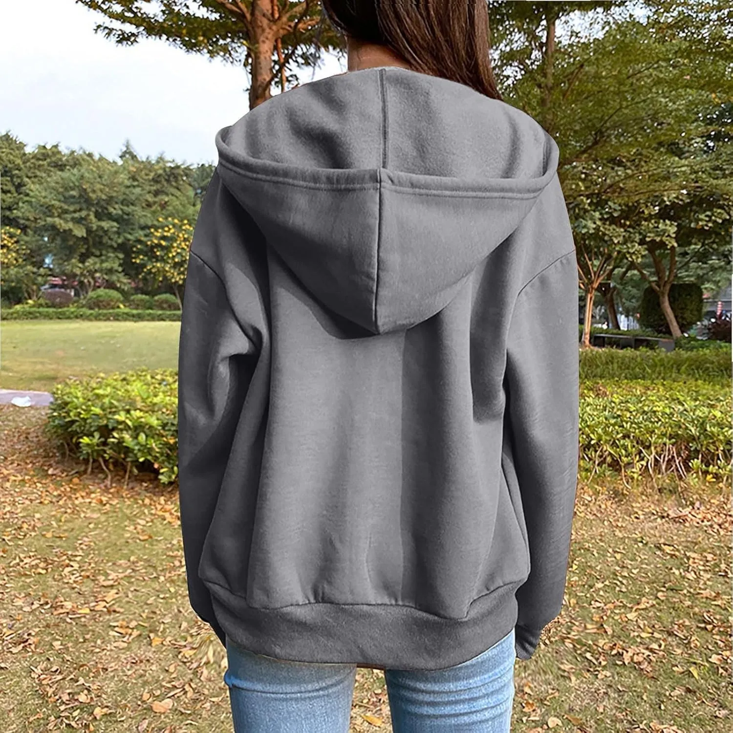 Hoodies for Women Zip up Lightweight Cute Hooded Sweatshirts Drawstring Casual Long Sleeve Jackets 2024 Fall Outfits