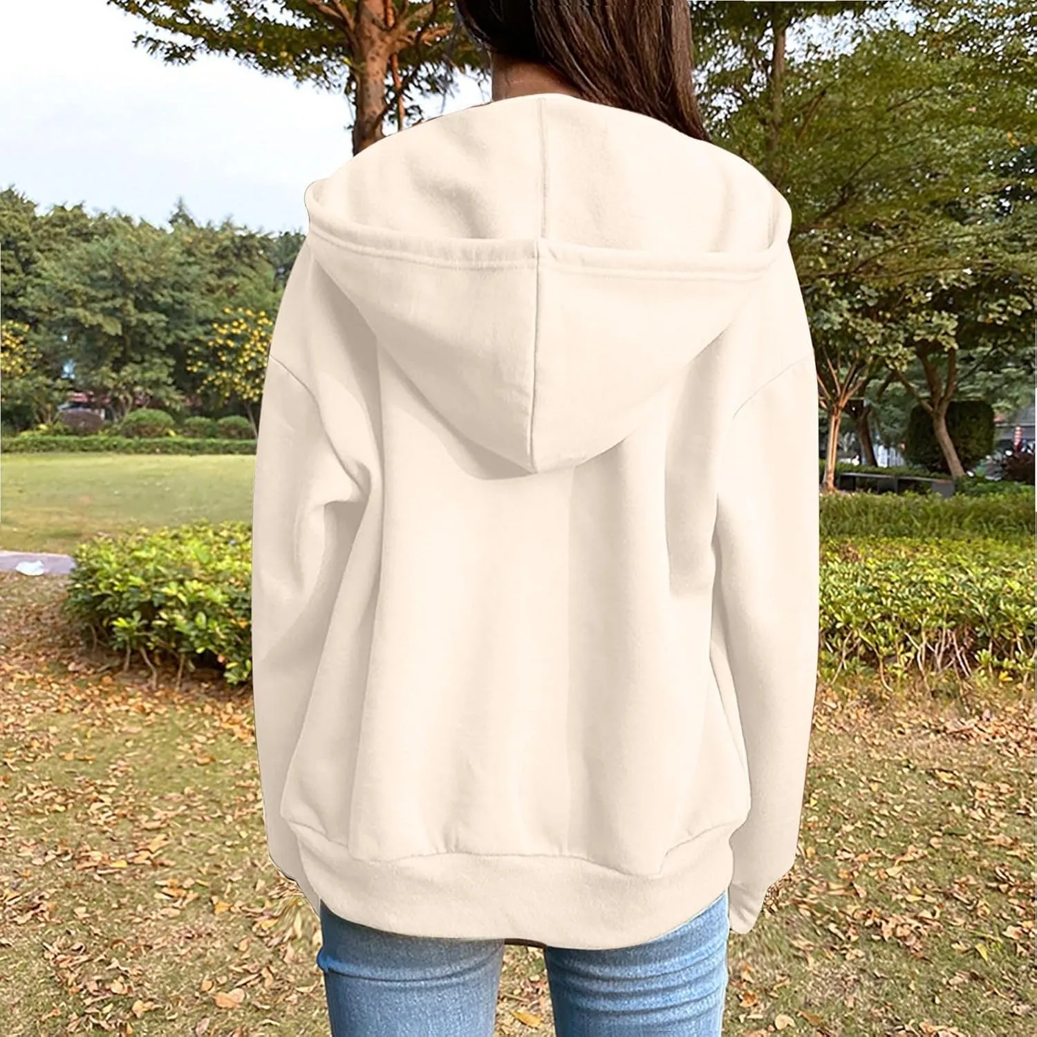 Hoodies for Women Zip up Lightweight Cute Hooded Sweatshirts Drawstring Casual Long Sleeve Jackets 2024 Fall Outfits