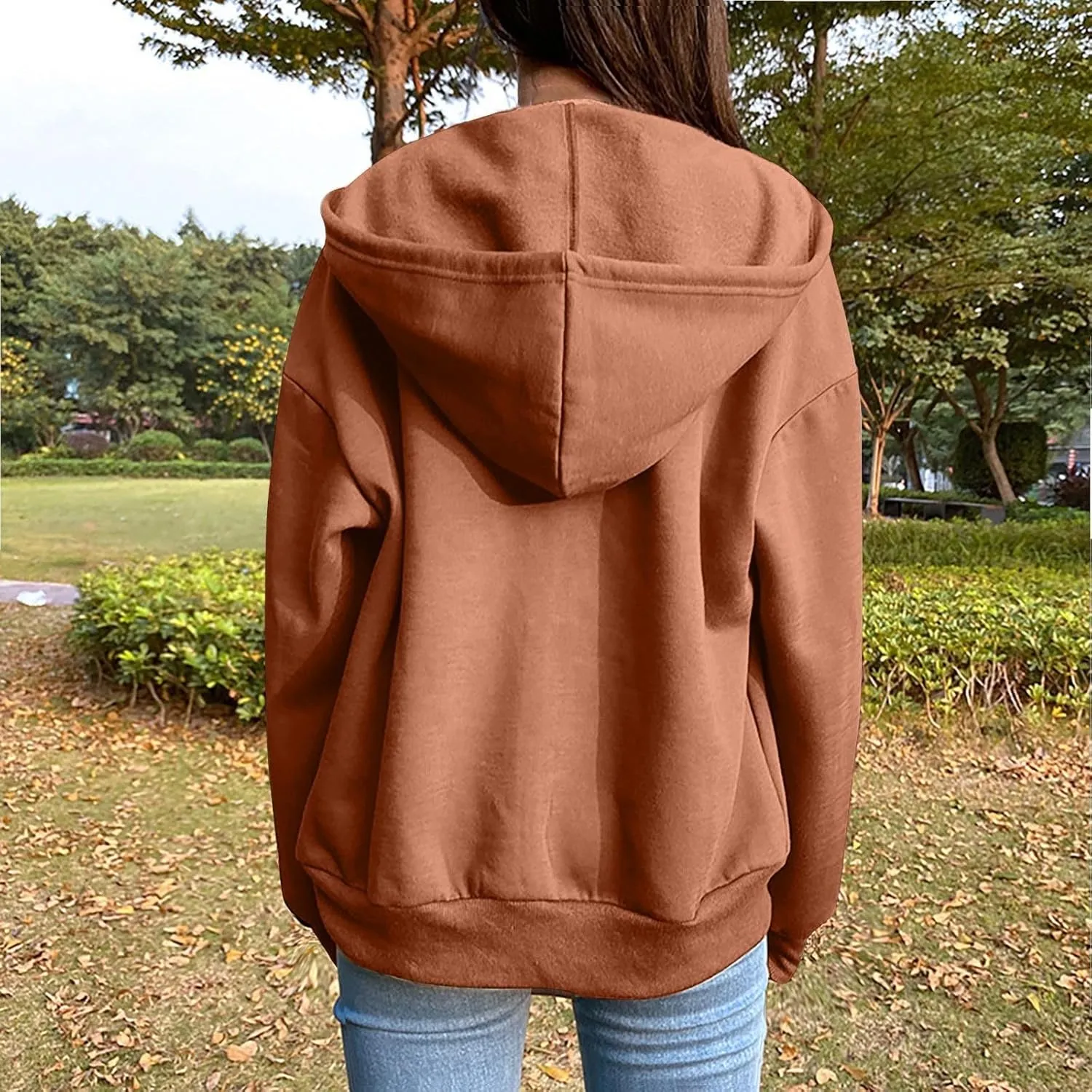 Hoodies for Women Zip up Lightweight Cute Hooded Sweatshirts Drawstring Casual Long Sleeve Jackets 2024 Fall Outfits