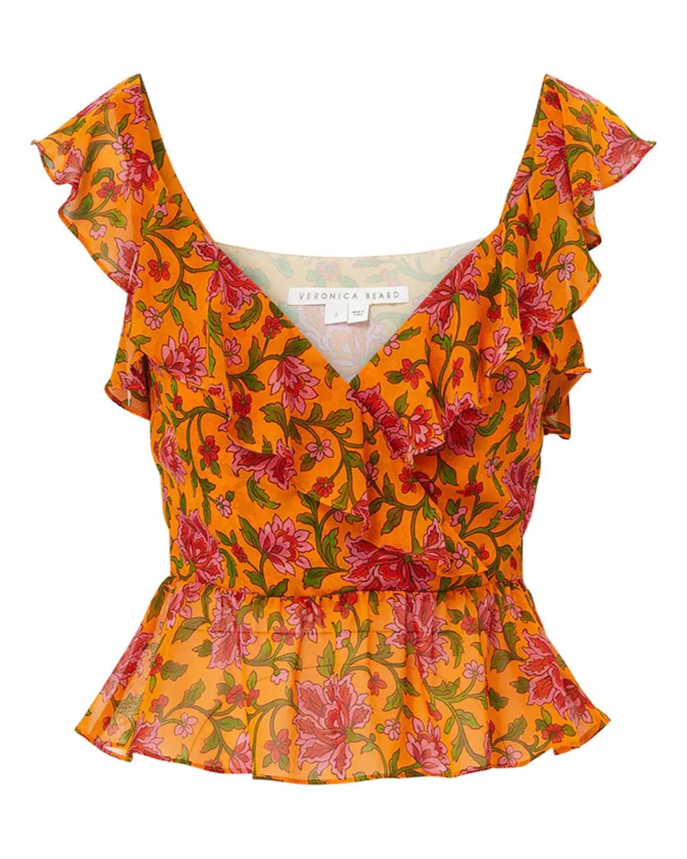 Hot Orange Randa Floral Silk Top