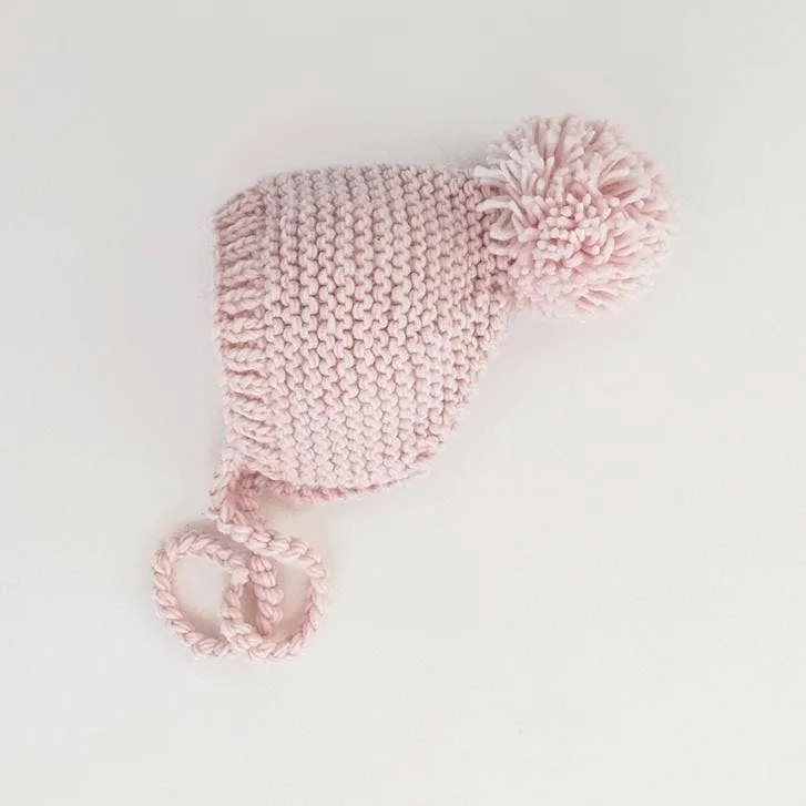 Huggalugs - Blush Garter Stitch Knit Bonnet