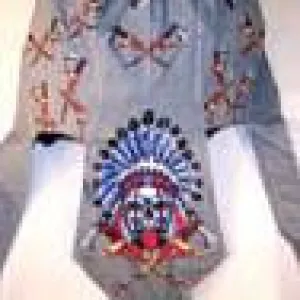 INDIAN SKULL W BONNET WAR CRY BANDANA CAP / HAT