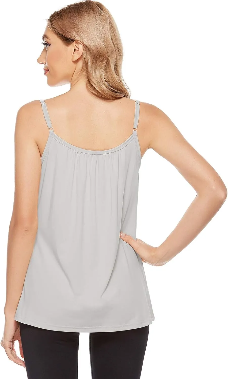jonivey Women Casual Camisole with Removable Shelf Bra Spaghetti Straps Flowy Lounge Padded Cami Tank Top