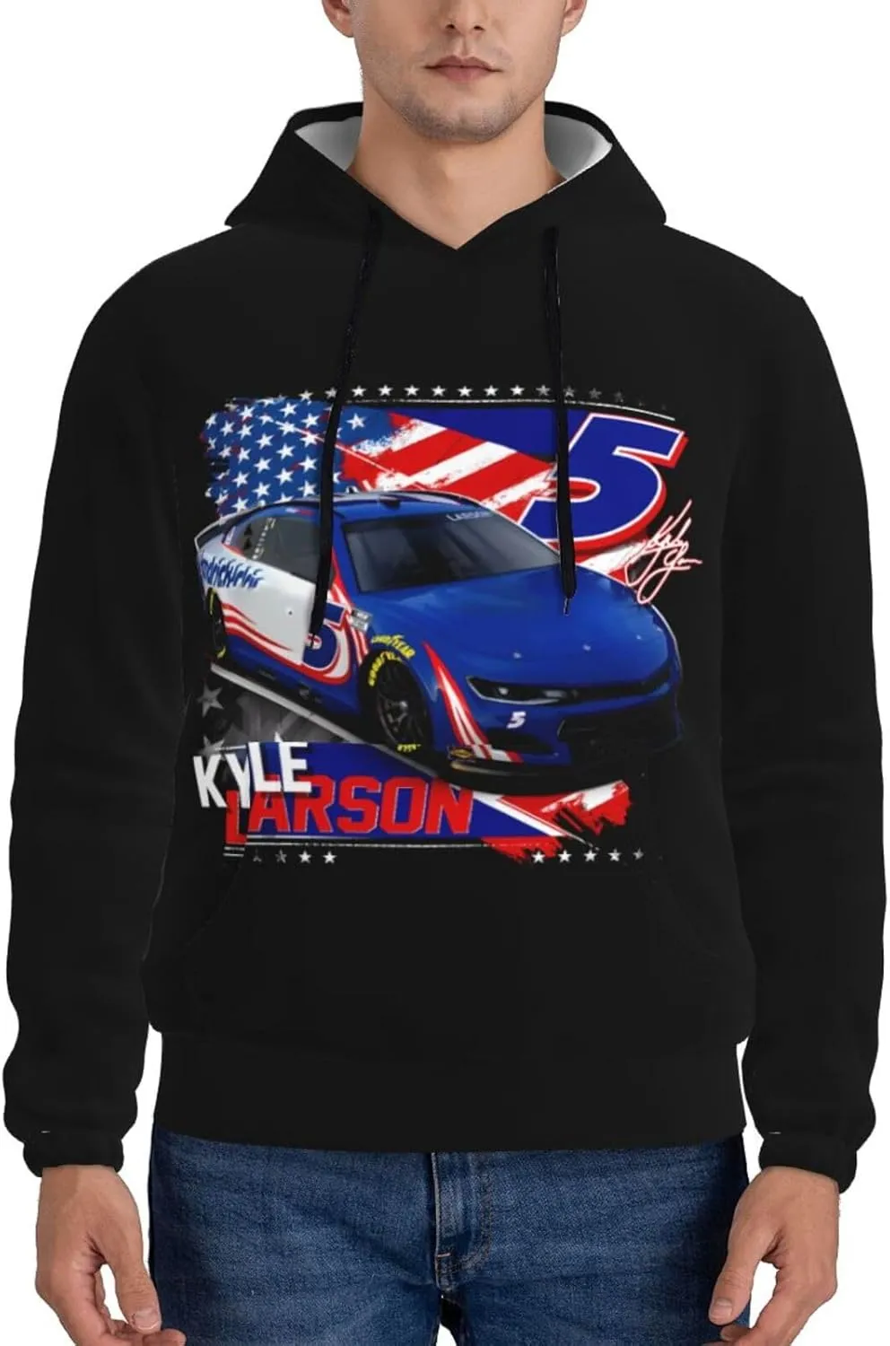 Kyle Larson 5 Men's Pullover Hoodie Classic Pullover Sweatshirt Casual Hooded Sportswear Long Sleeve with Pocket