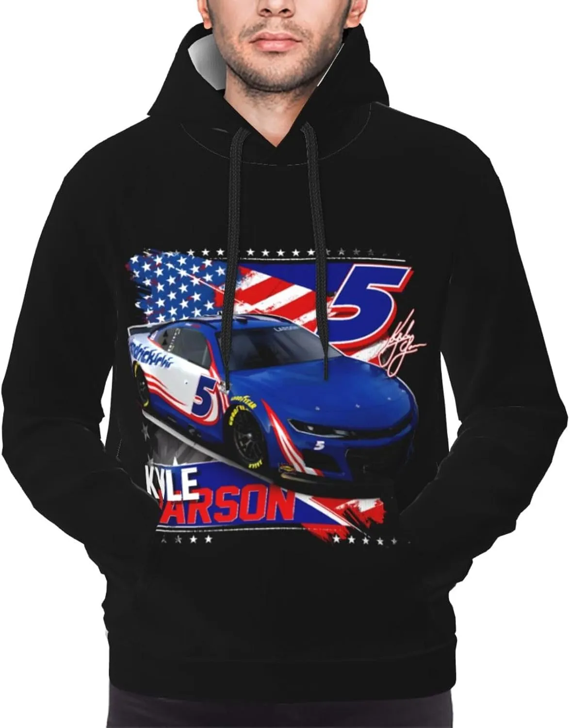 Kyle Larson 5 Men's Pullover Hoodie Classic Pullover Sweatshirt Casual Hooded Sportswear Long Sleeve with Pocket