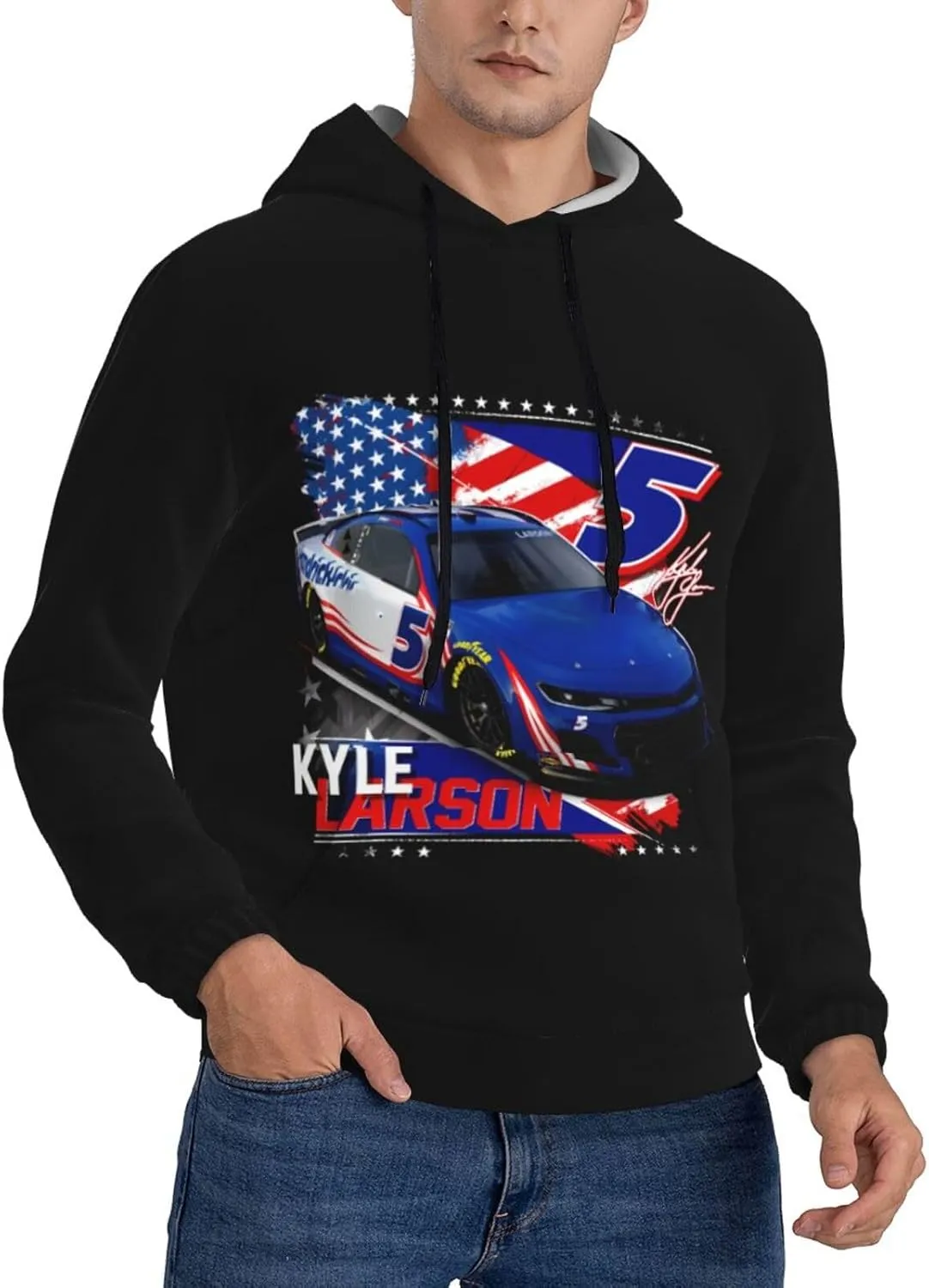 Kyle Larson 5 Men's Pullover Hoodie Classic Pullover Sweatshirt Casual Hooded Sportswear Long Sleeve with Pocket