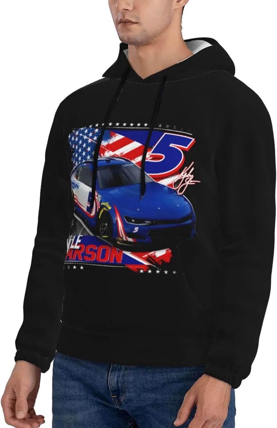 Kyle Larson 5 Men's Pullover Hoodie Classic Pullover Sweatshirt Casual Hooded Sportswear Long Sleeve with Pocket