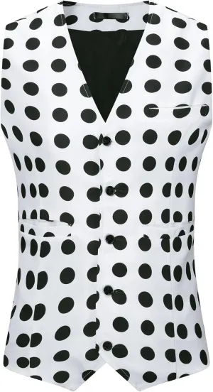 Lars Amadeus Polka Dots Waistcoat for Men's Slim Fit Sleeveless Formal Suit Vest