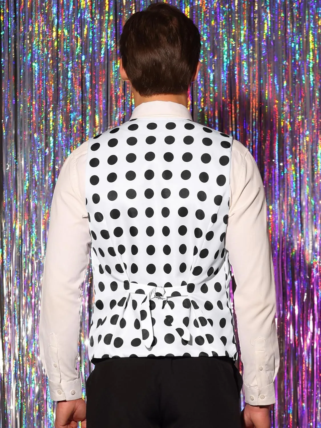Lars Amadeus Polka Dots Waistcoat for Men's Slim Fit Sleeveless Formal Suit Vest