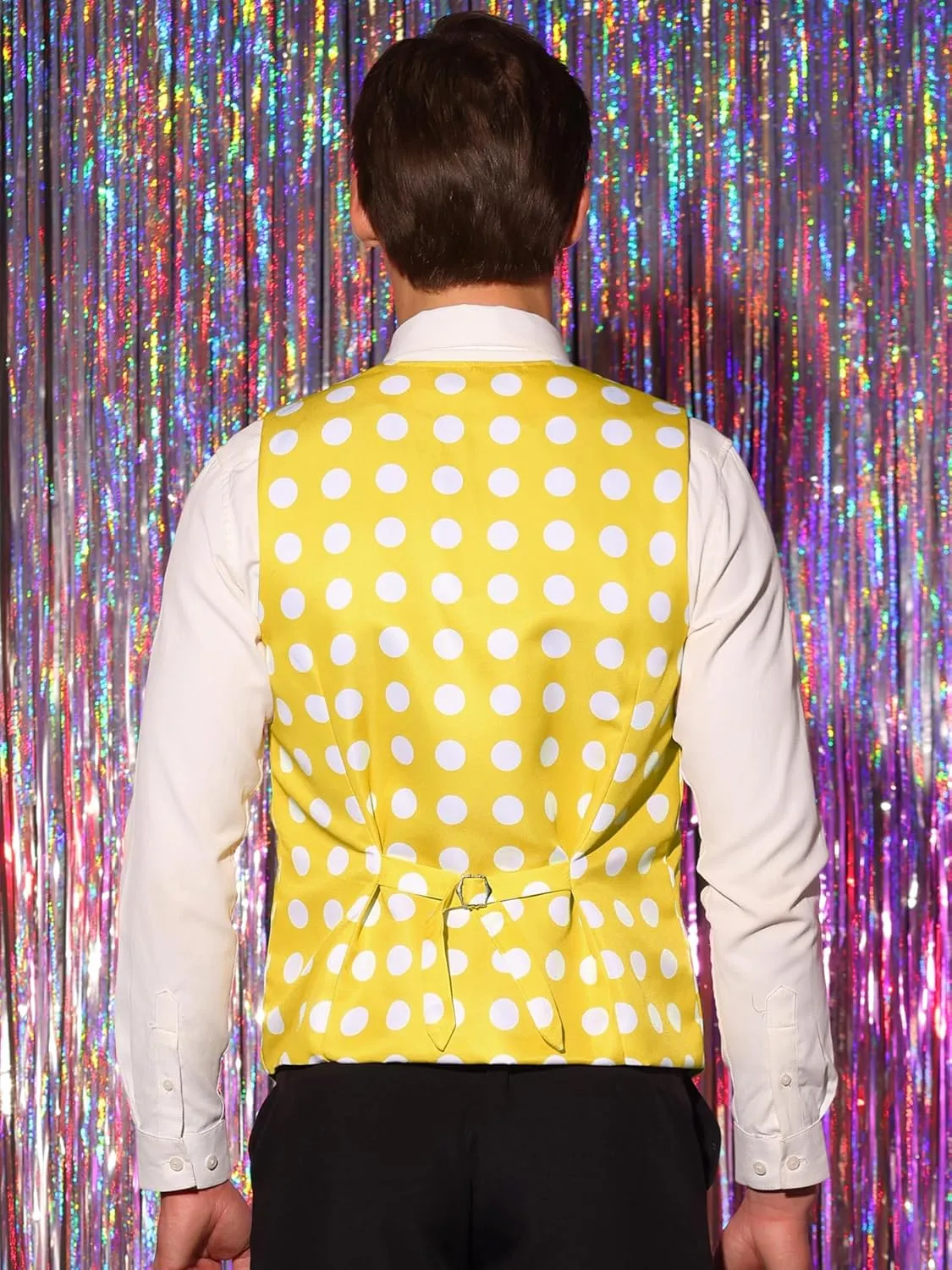 Lars Amadeus Polka Dots Waistcoat for Men's Slim Fit Sleeveless Formal Suit Vest