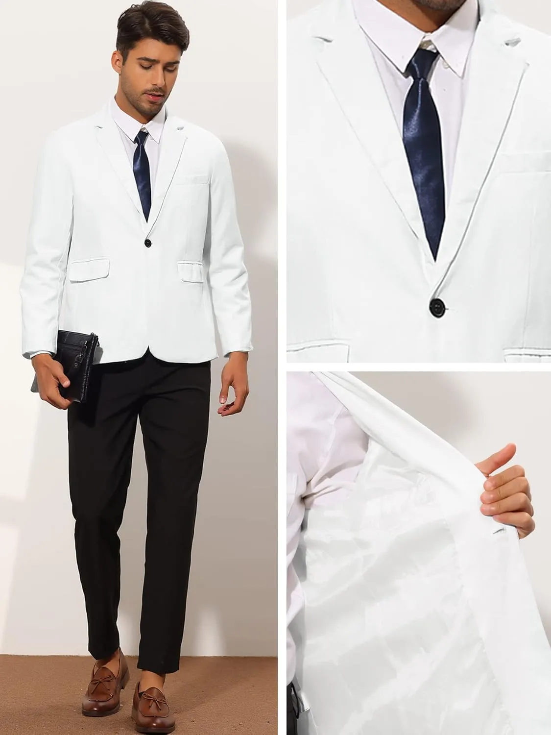 Lars Amadeus Solid Color Business Blazer for Men's One Button Notched Lapel Sports Coat Suit Jackets