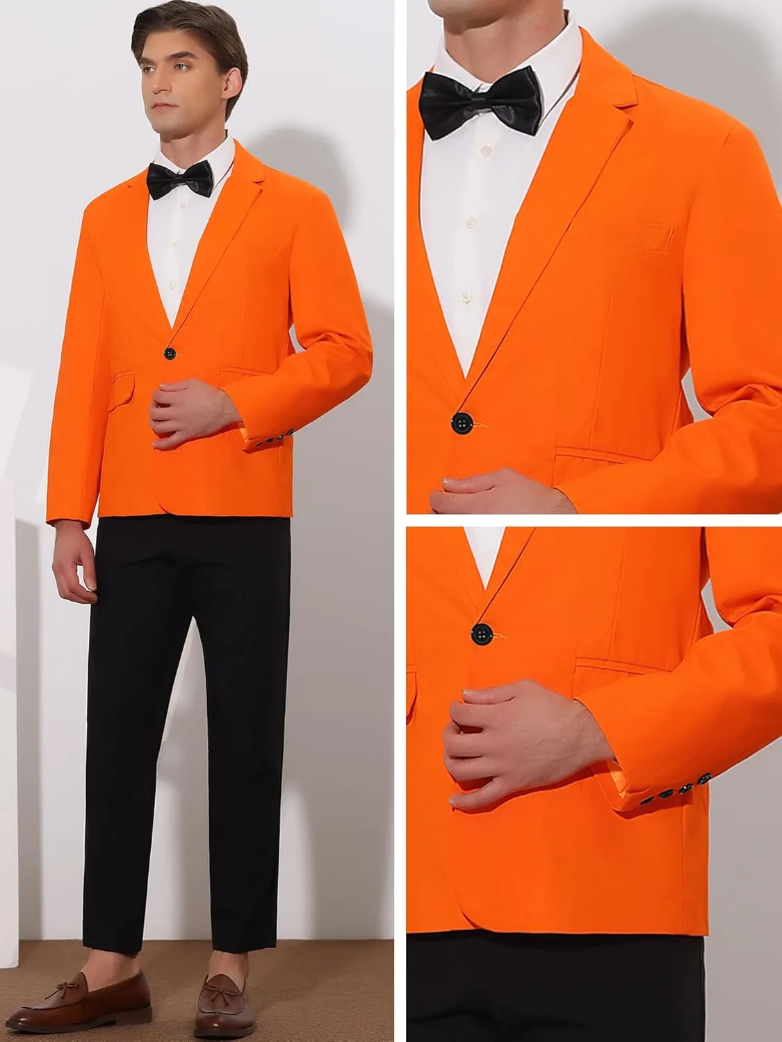 Lars Amadeus Solid Color Business Blazer for Men's One Button Notched Lapel Sports Coat Suit Jackets