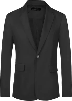 Lars Amadeus Solid Color Business Blazer for Men's One Button Notched Lapel Sports Coat Suit Jackets