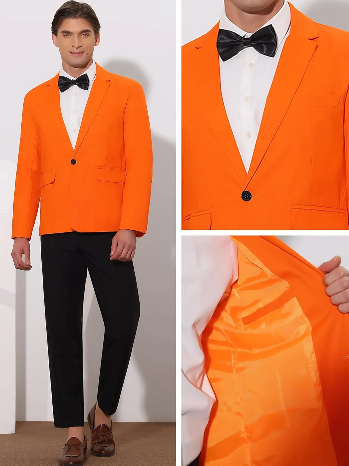Lars Amadeus Solid Color Business Blazer for Men's One Button Notched Lapel Sports Coat Suit Jackets