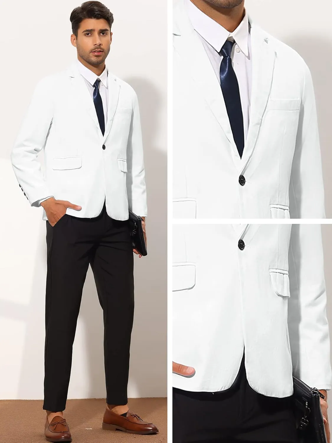 Lars Amadeus Solid Color Business Blazer for Men's One Button Notched Lapel Sports Coat Suit Jackets