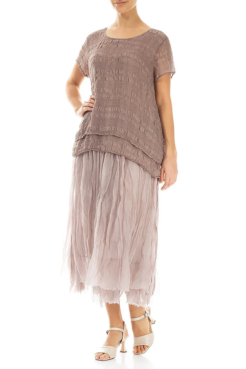 Layered Truffle Light Silk Blouse