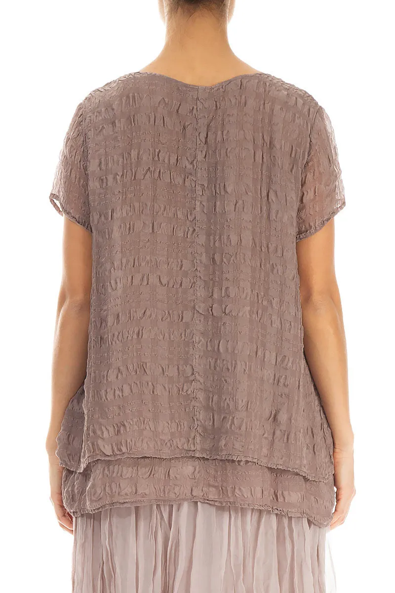 Layered Truffle Light Silk Blouse