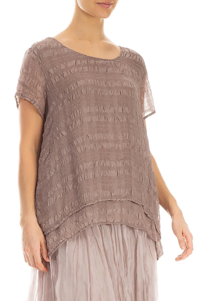 Layered Truffle Light Silk Blouse
