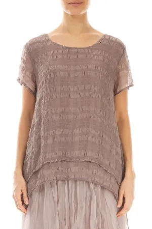 Layered Truffle Light Silk Blouse