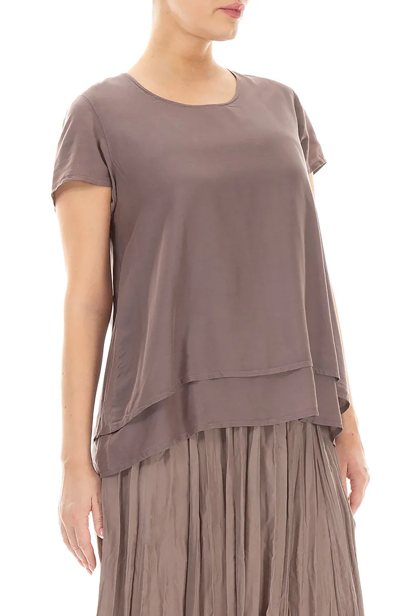 Layered Truffle Silk Bamboo Blouse