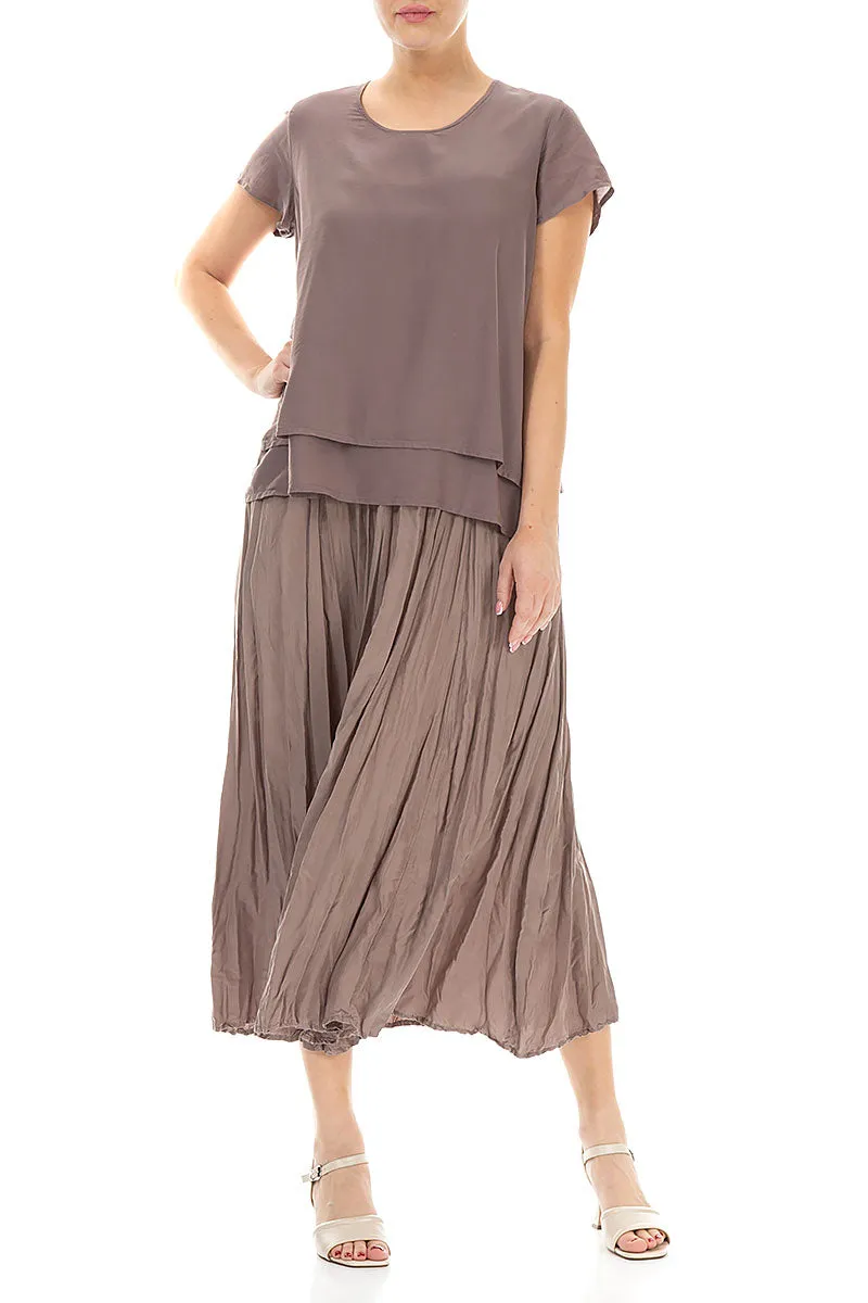 Layered Truffle Silk Bamboo Blouse